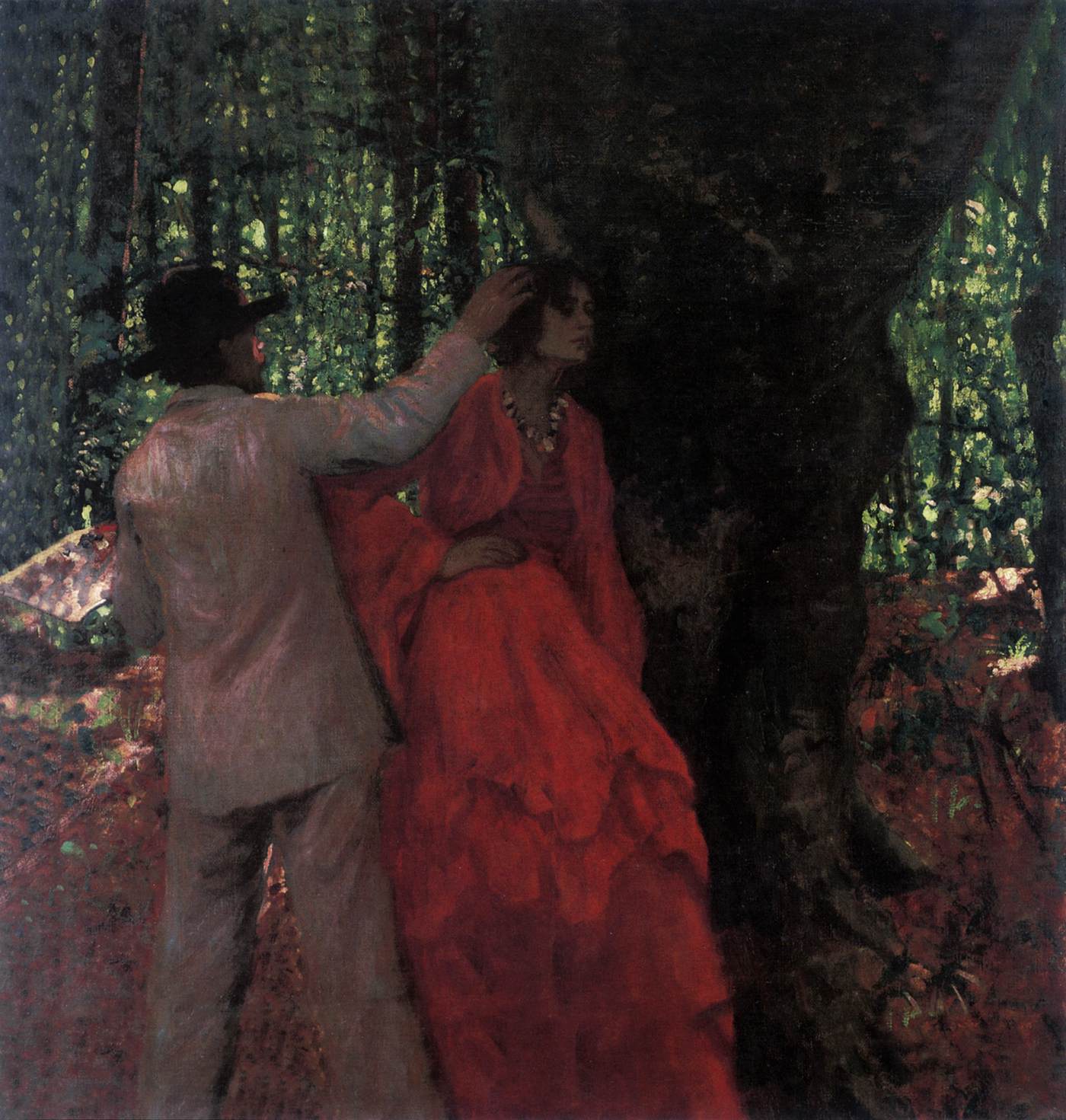 Painter and Model in the Woods by