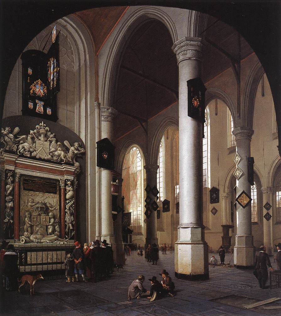 Interior of the Oude Kerk, Delft, with the Tomb of Admiral Tromp by VLIET, Hendrick Cornelisz. Van