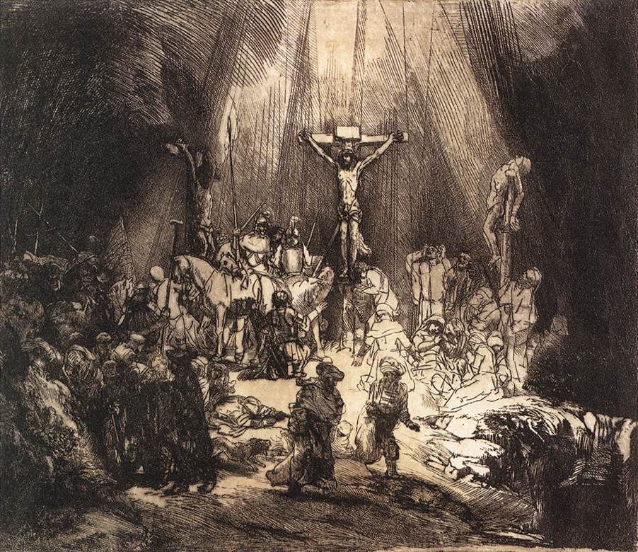 "Christ crucified between the two thieves "The three crosses" by REMBRANDT Harmenszoon van Rijn