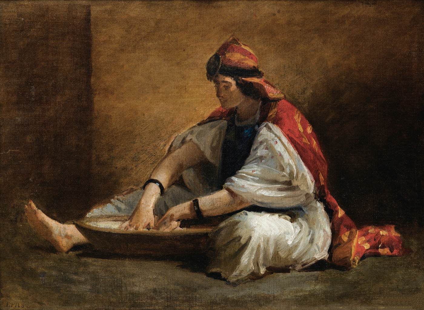 Young Kabylian Woman Preparing Couscous by PILS, Isidore-Alexandre-Augustin