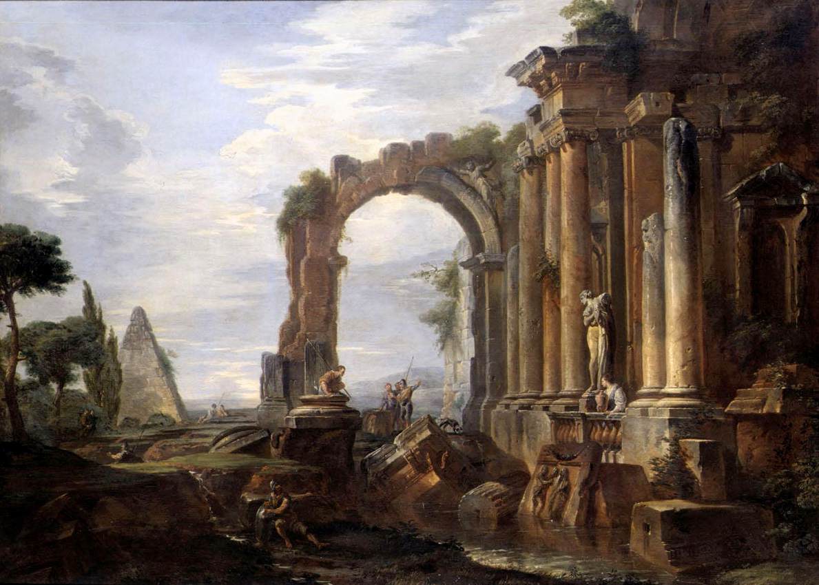 Capriccio of Classical Ruins by PANNINI, Giovanni Paolo