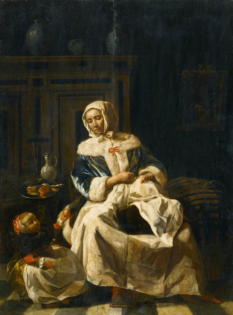 Mother and Child in an Interior by PEE, Jan van