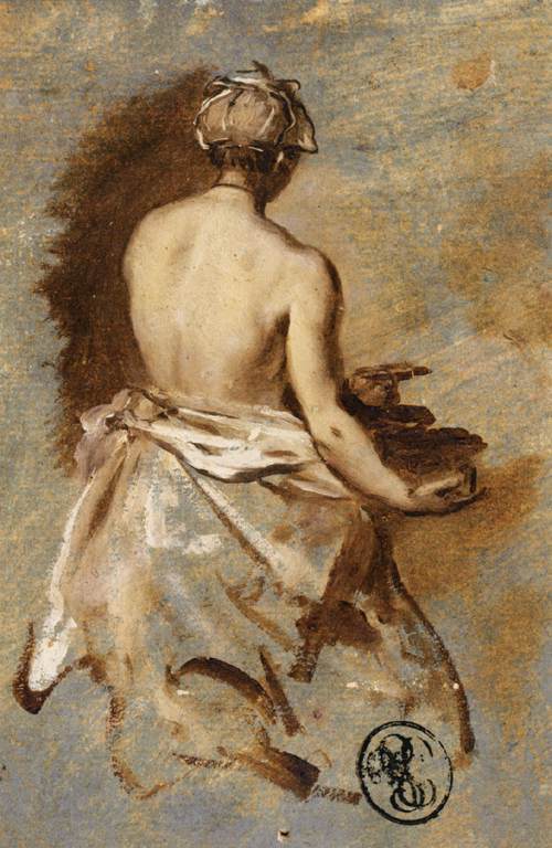 Young Woman with a Nude Back Presenting a Bowl by VLEUGHELS, Nicolas