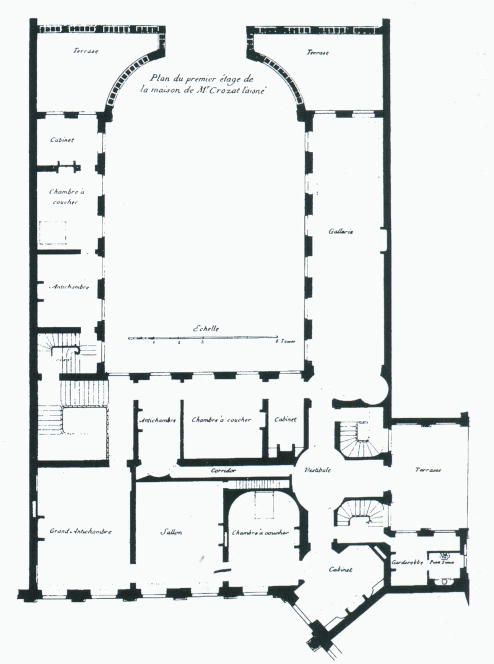 Hôtel Crozat: plan of first floor by