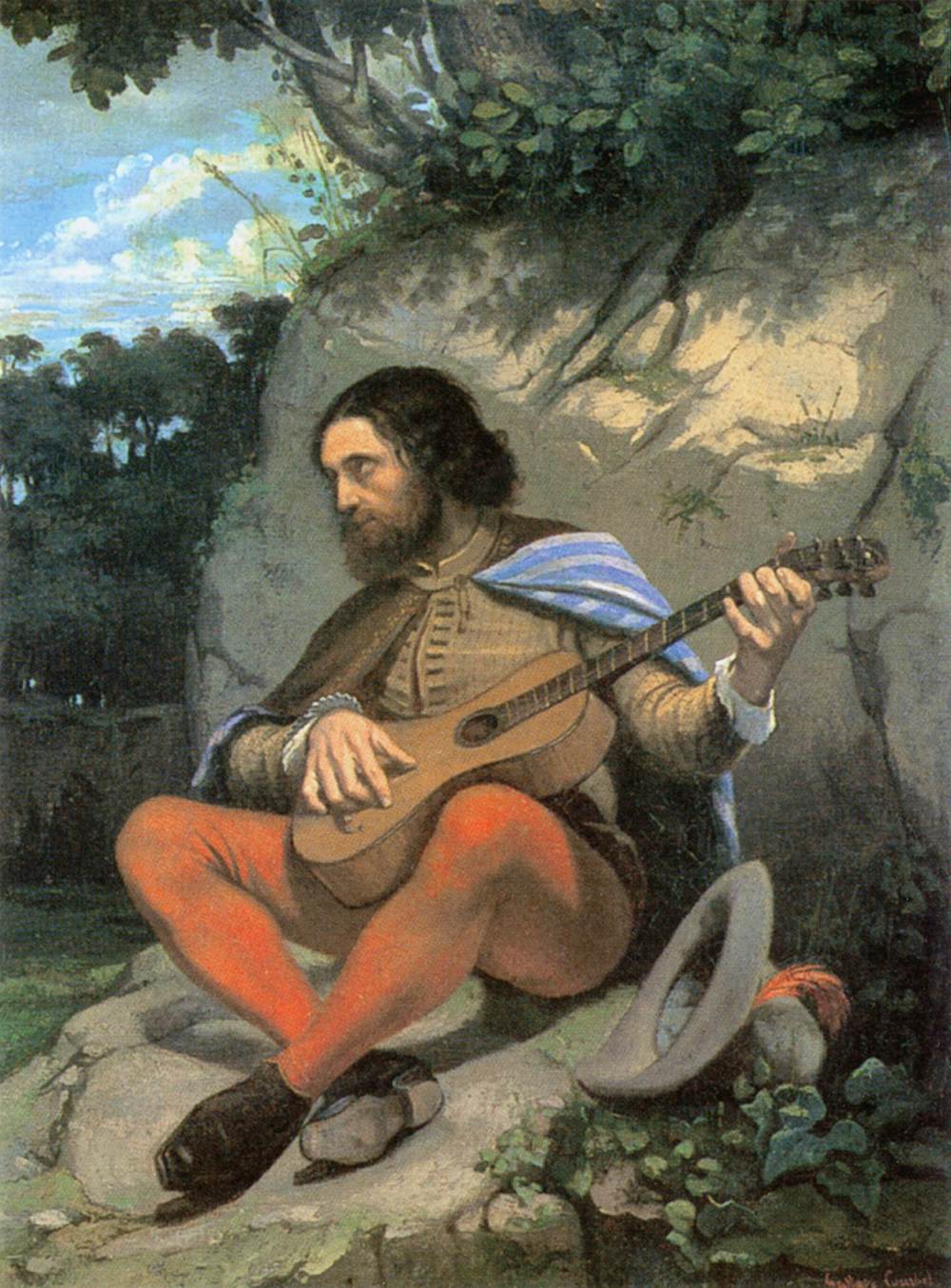 Young Man in a Landscape (The Guitarrero) by COURBET, Gustave