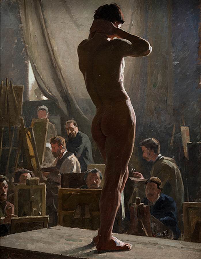 Male Nude in the Studio of Bonnat by TUXEN, Laurits Regner