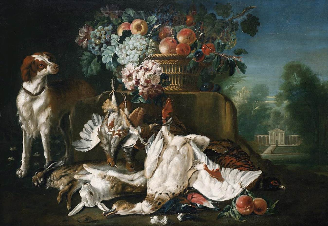 Still-Life with Spaniel and Dead Game by CASTEELS, Pieter