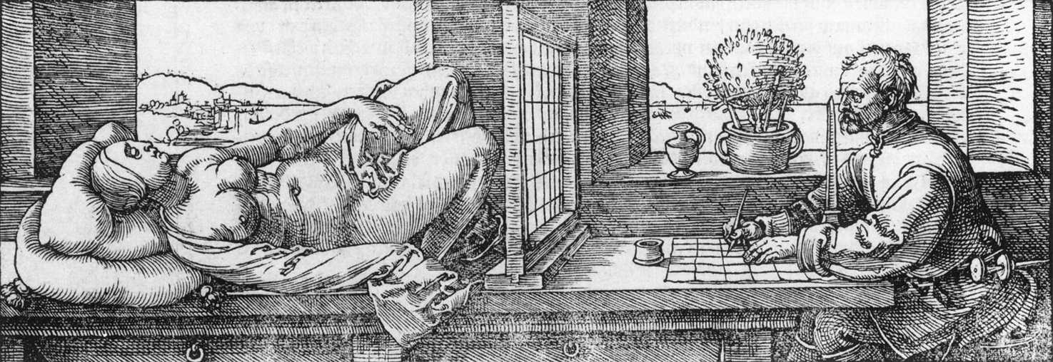 Draughtsman Drawing a Recumbent Woman by DÜRER, Albrecht