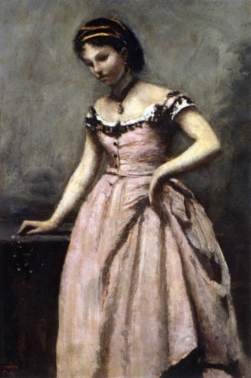 Young Woman in Pink Dress by COROT, Jean-Baptiste Camille