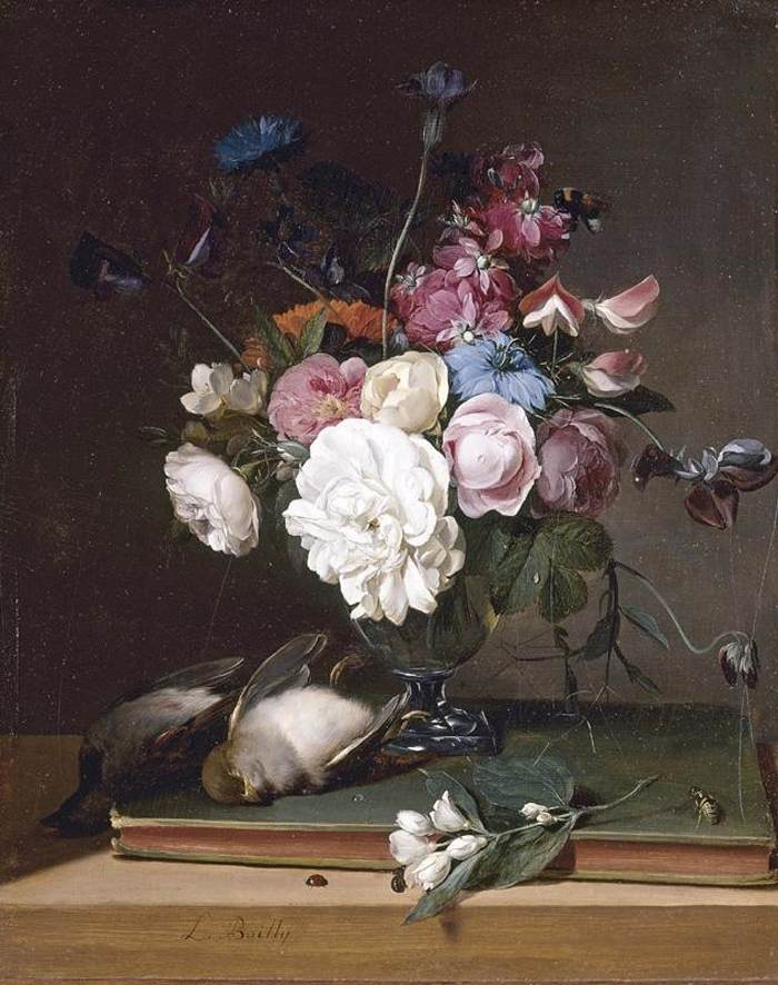 Still-Life of Flowers in a Glass Vase by