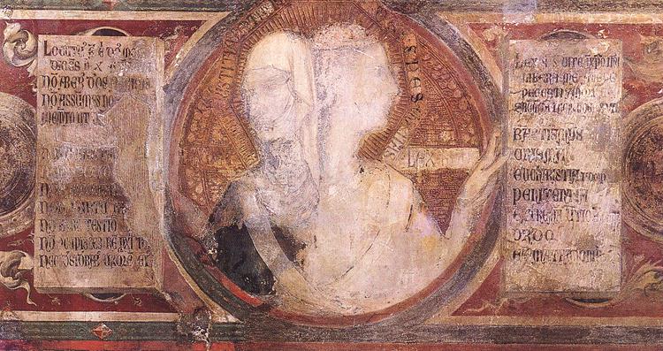 Maestà (detail of the medallions) by SIMONE MARTINI