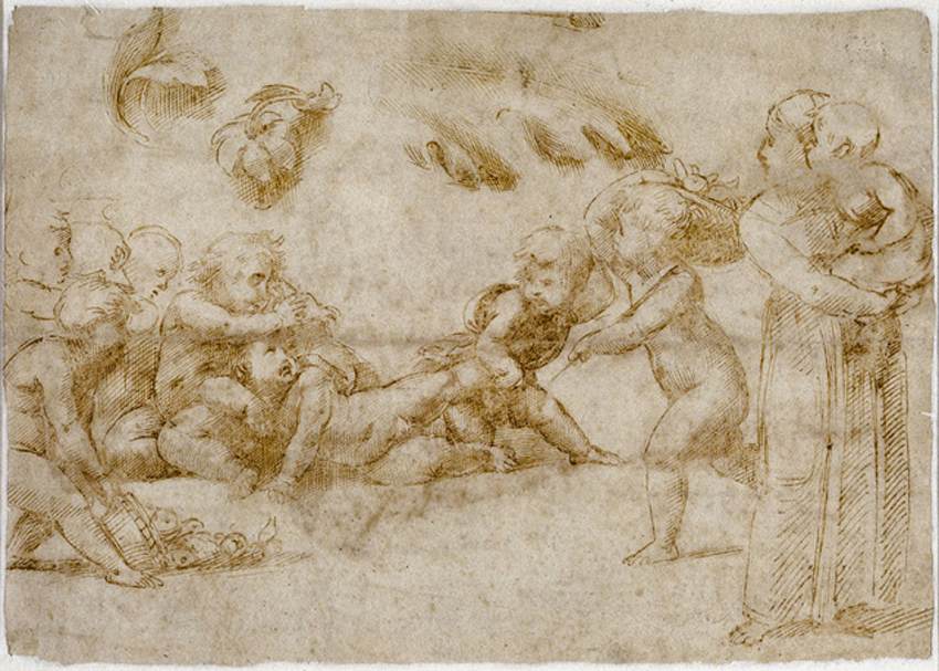 Amorini at play (verso) by RAFFAELLO Sanzio