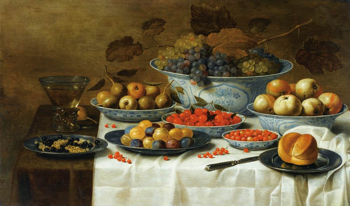 Still-Life with Fruits in Delft Porcelain by