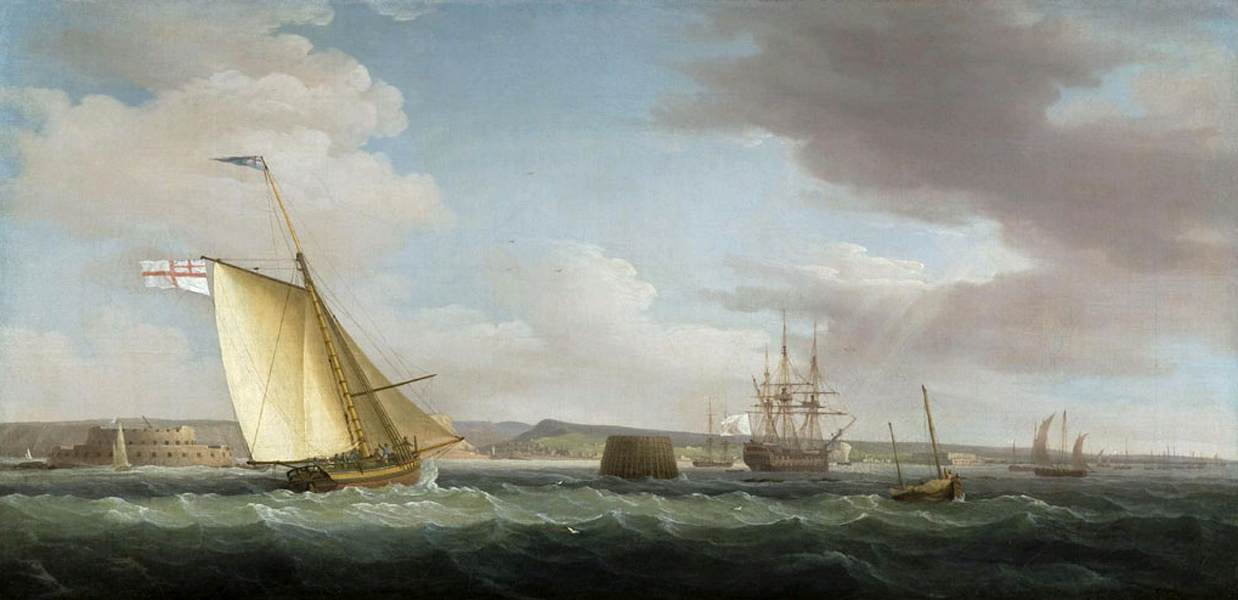 A Navy Yacht Flying the White Ensign by WHITCOMBE, Thomas