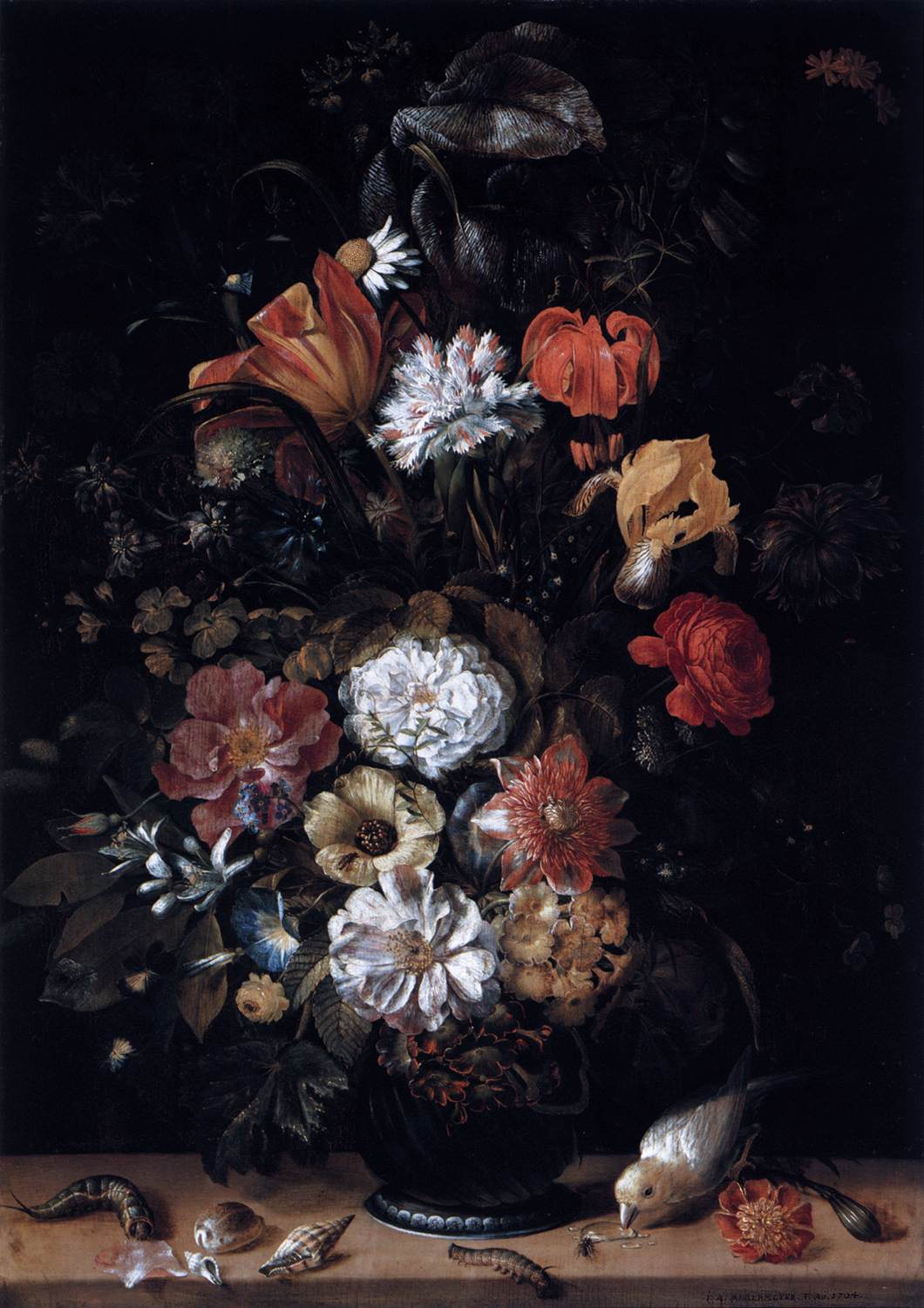 Bouquet of Flowers with Animals by ANGERMAYER, Johann Adalbert