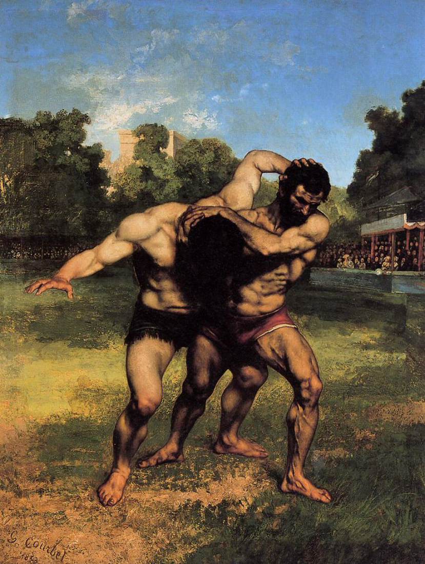 The Wrestlers by COURBET, Gustave