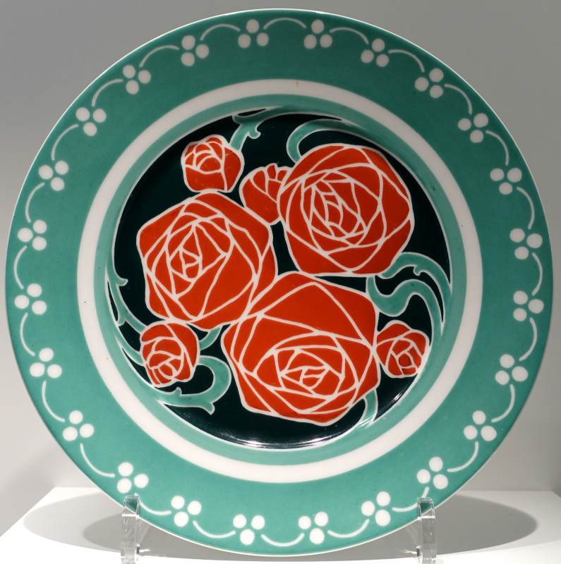 Desert plate with rose decor by CHRISTIANSEN, Hans