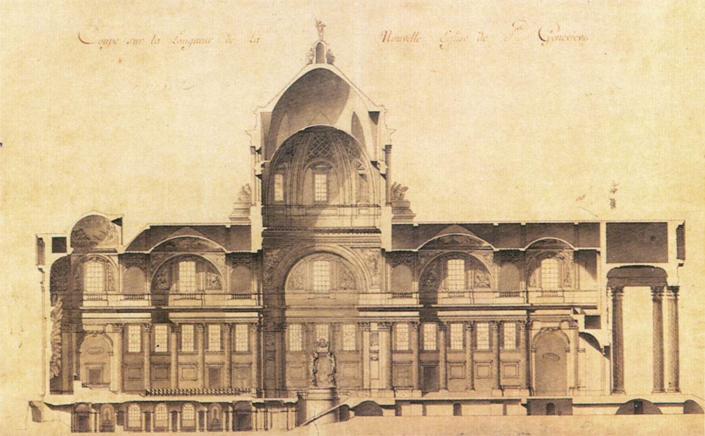 Longitudinal section of Sainte-Geneviève by SOUFFLOT, Jacques-Germain