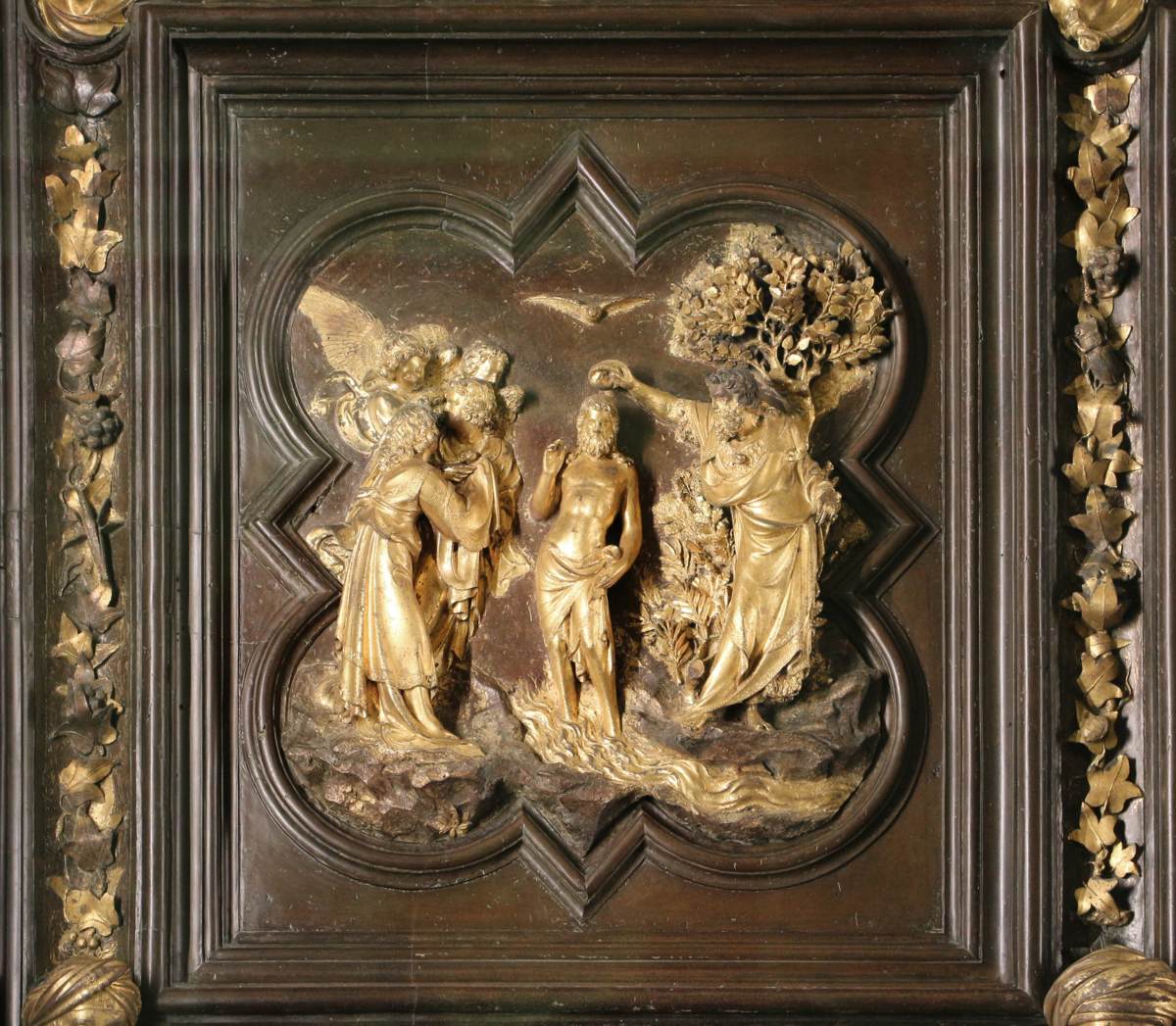 North doors panels: 5. Baptism of Christ by GHIBERTI, Lorenzo