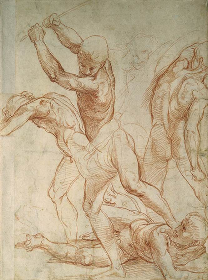 Combat of nude men (recto) by