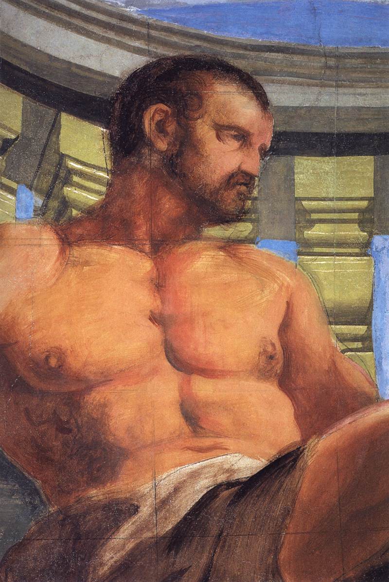 Omphale Punishing Hercules (detail) by POZZO, Andrea