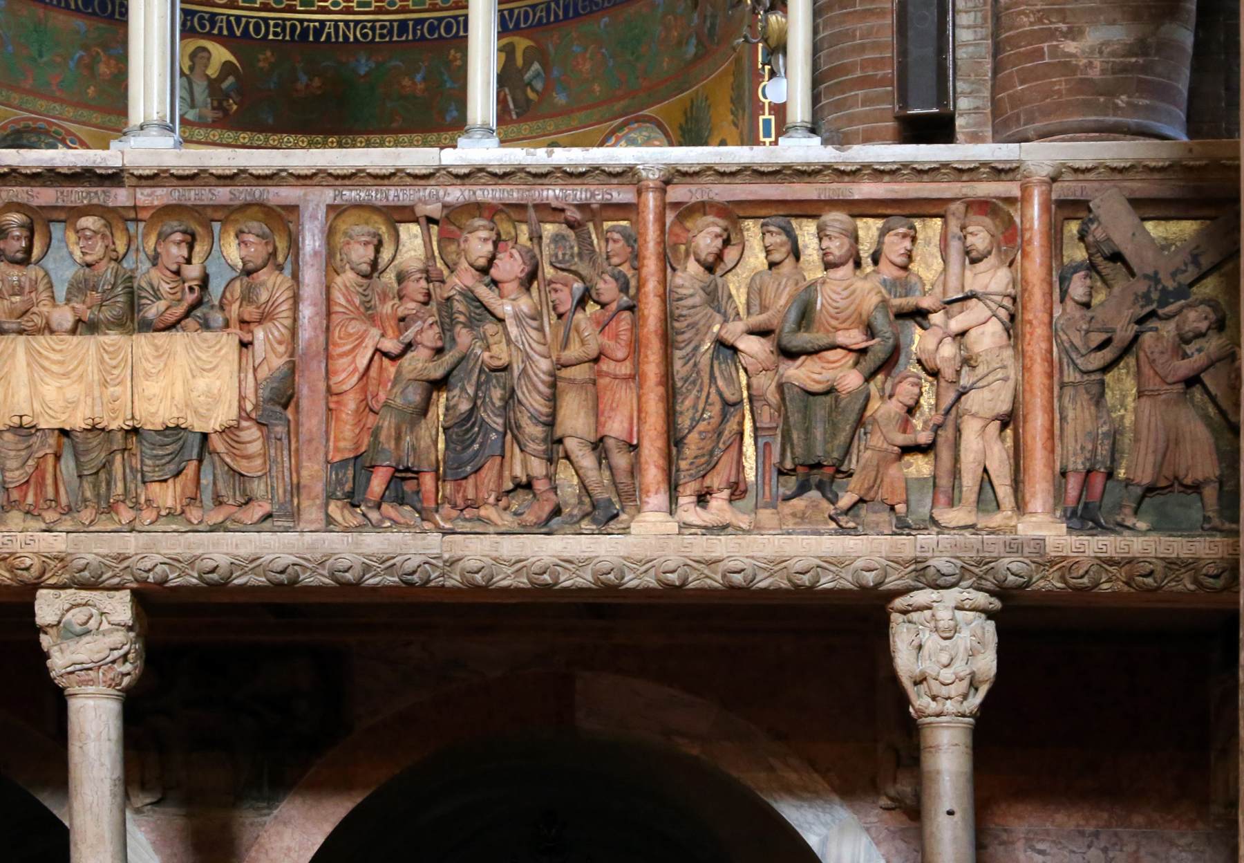 Reliefs on the parapet by