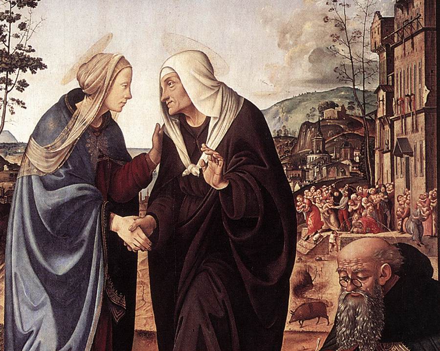 The Visitation with Sts Nicholas and Anthony (detail) by PIERO DI COSIMO