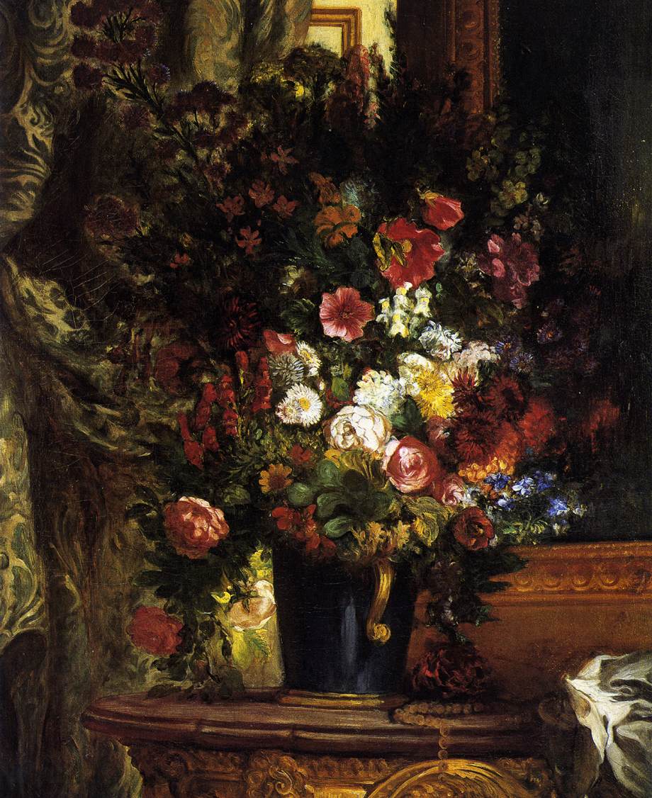 A Vase of Flowers on a Console by DELACROIX, Eugène