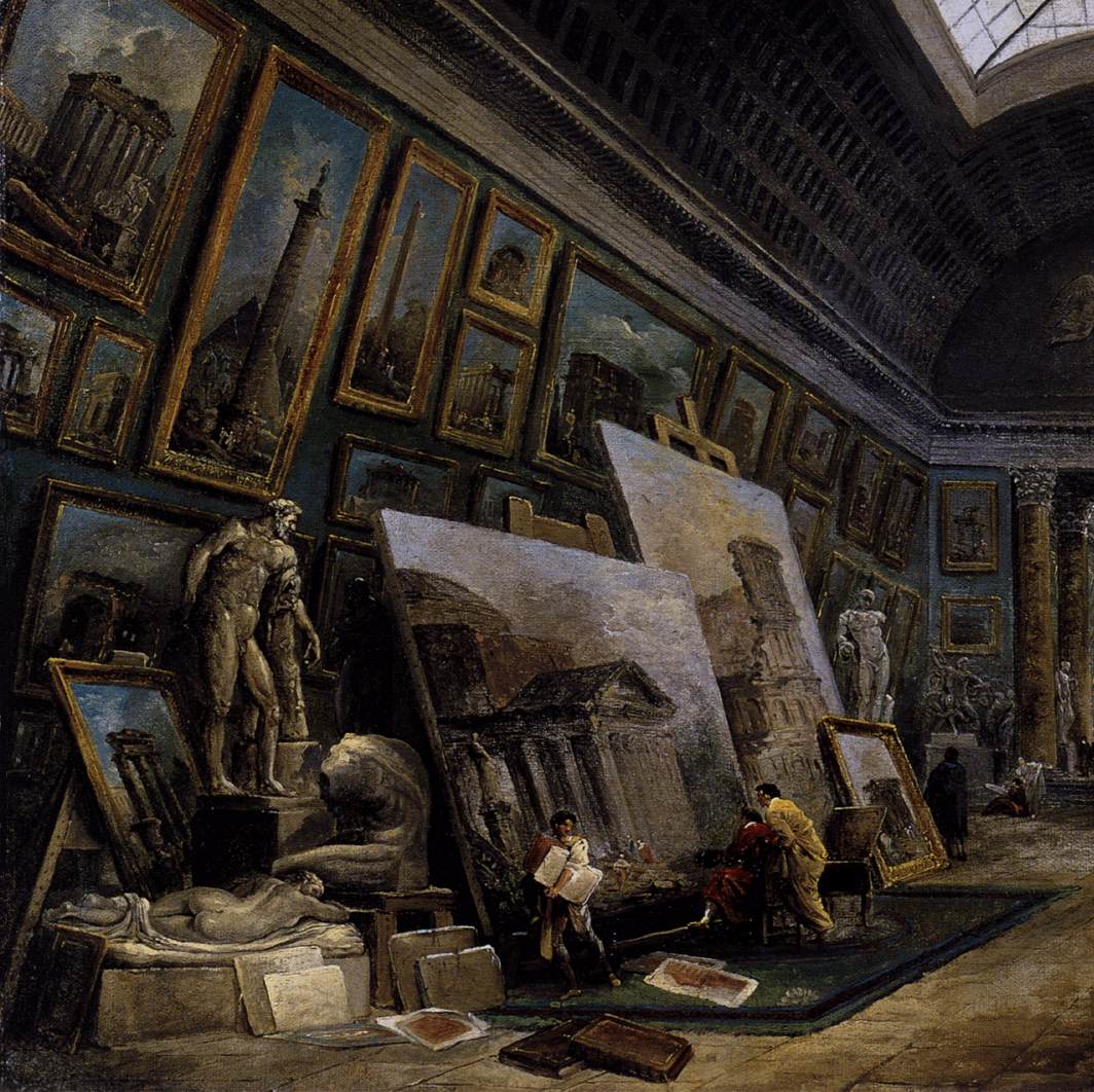 Imaginary View of the Grande Galerie in the Louvre (detail) by ROBERT, Hubert