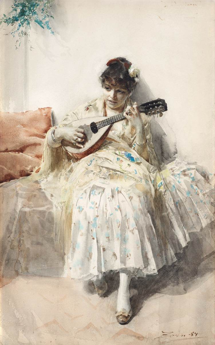 Girl Playing Mandolin by ZORN, Anders