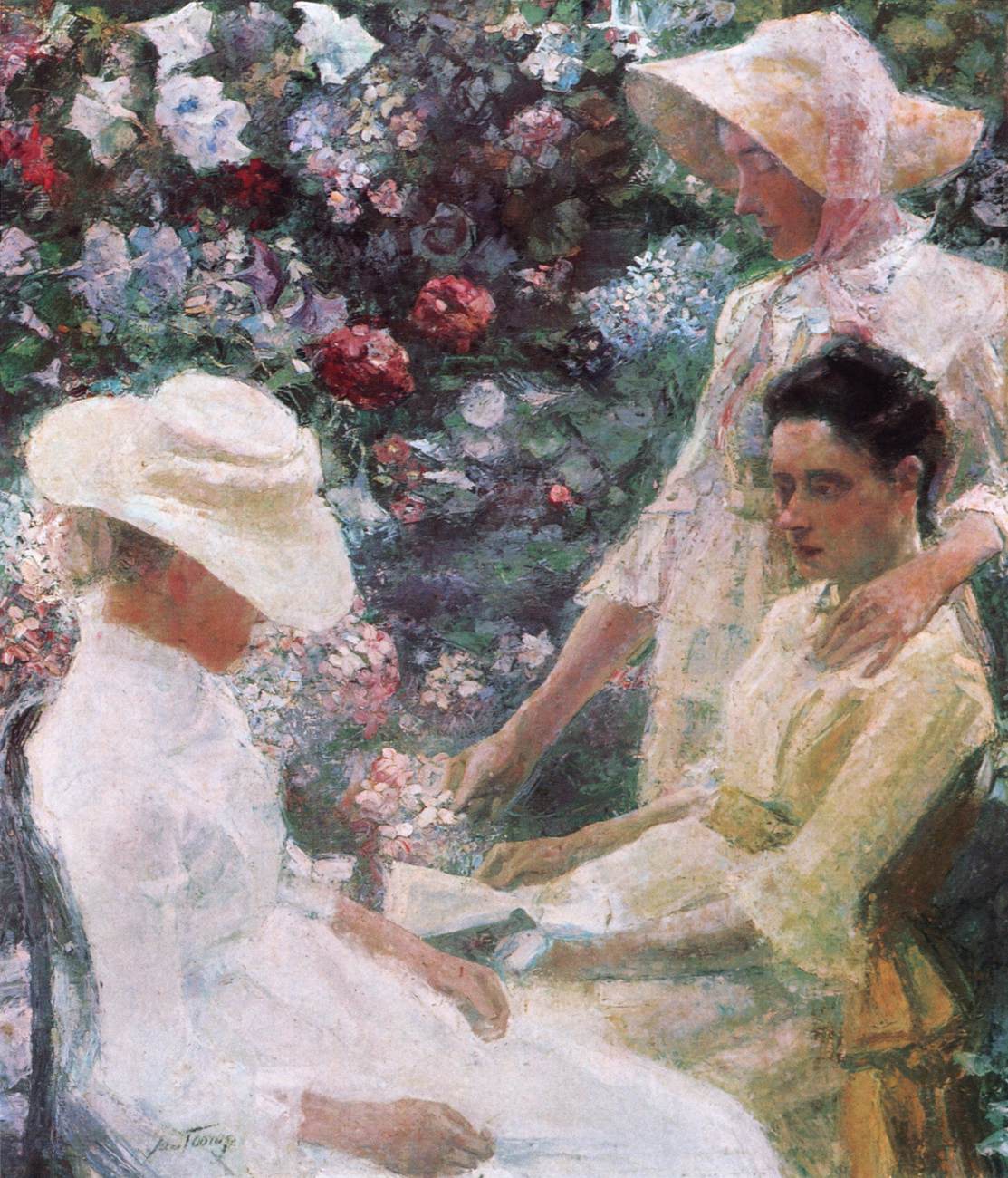 Three Women with Flowers by