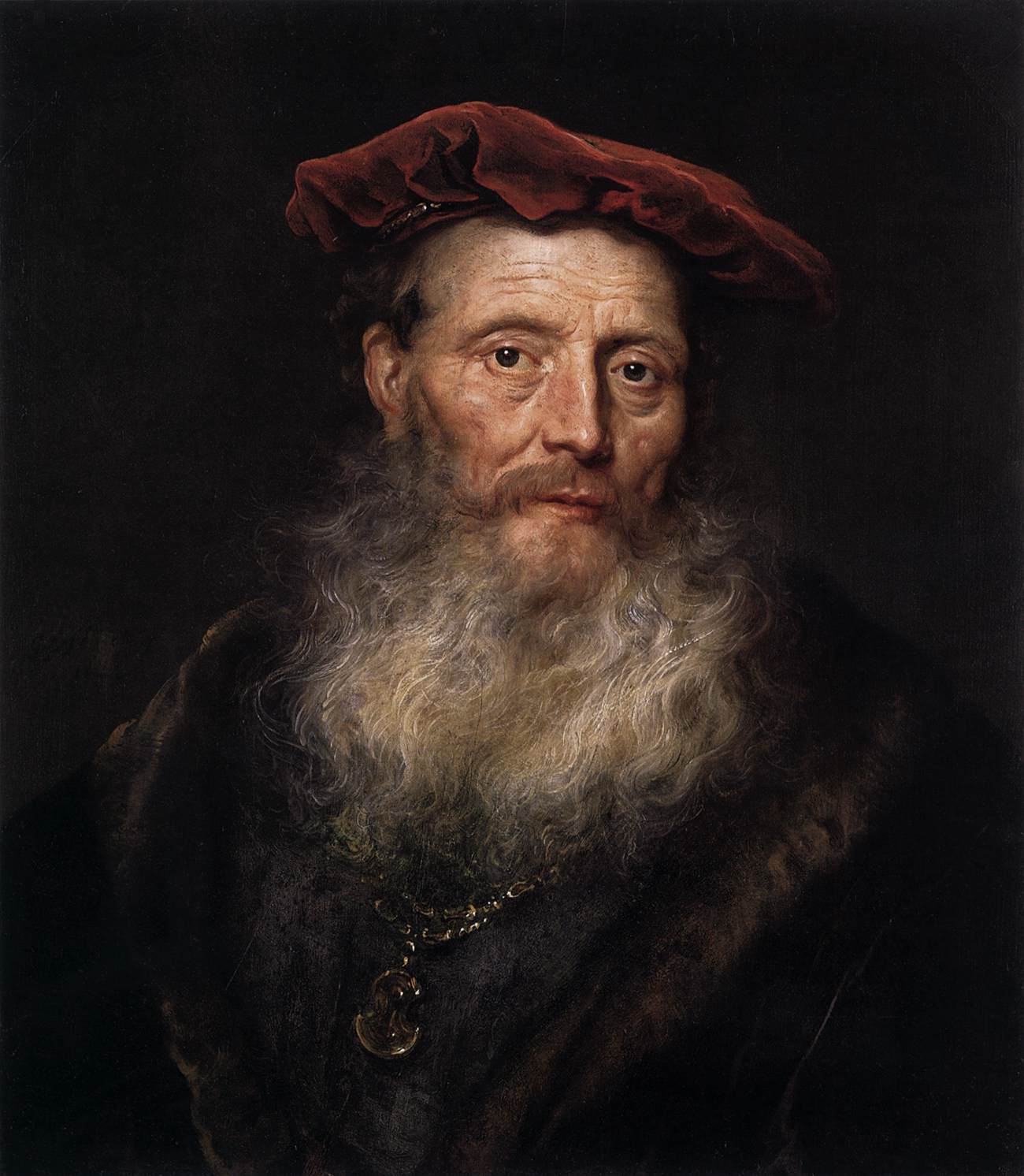 Bearded Man with a Velvet Cap by FLINCK, Govert Teunisz.