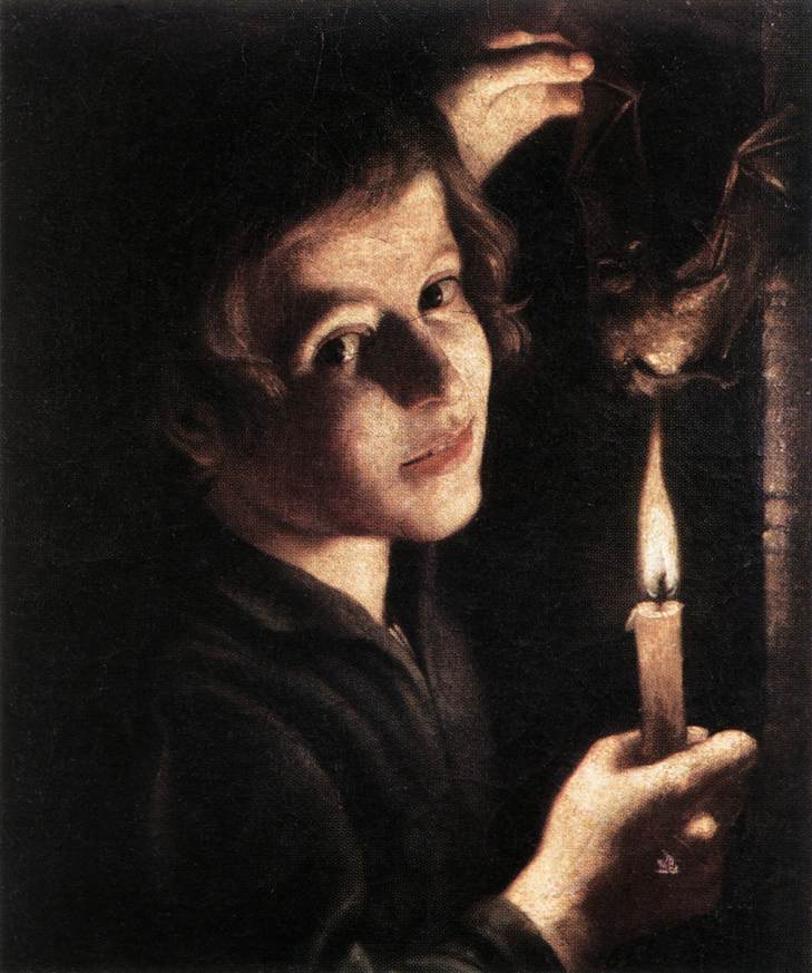 Boy Singeing a Bat's Wings by BIGOT, Trophîme