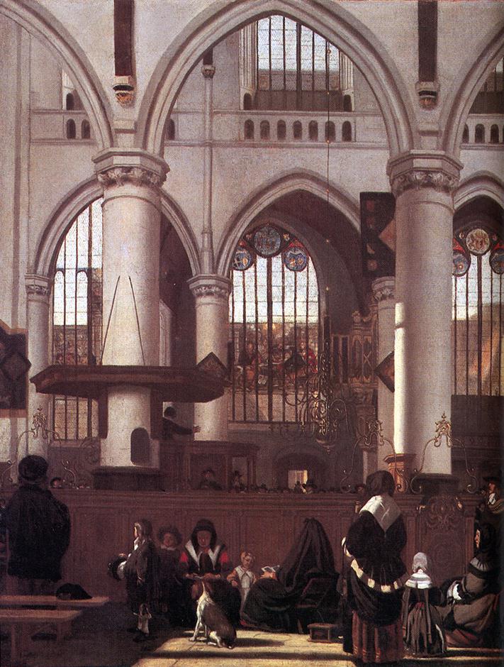 The Interior of the Oude Kerk, Amsterdam, during a Sermon by