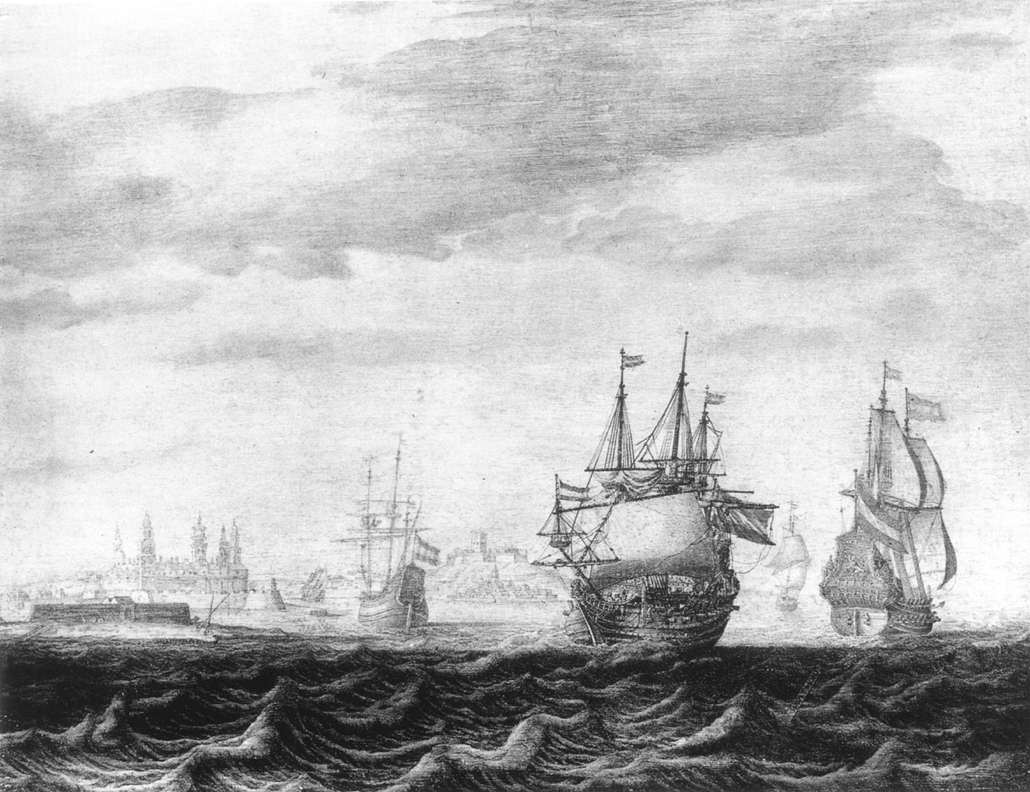 A Dutch Squadron on the Sont, near Castle Kronburg by