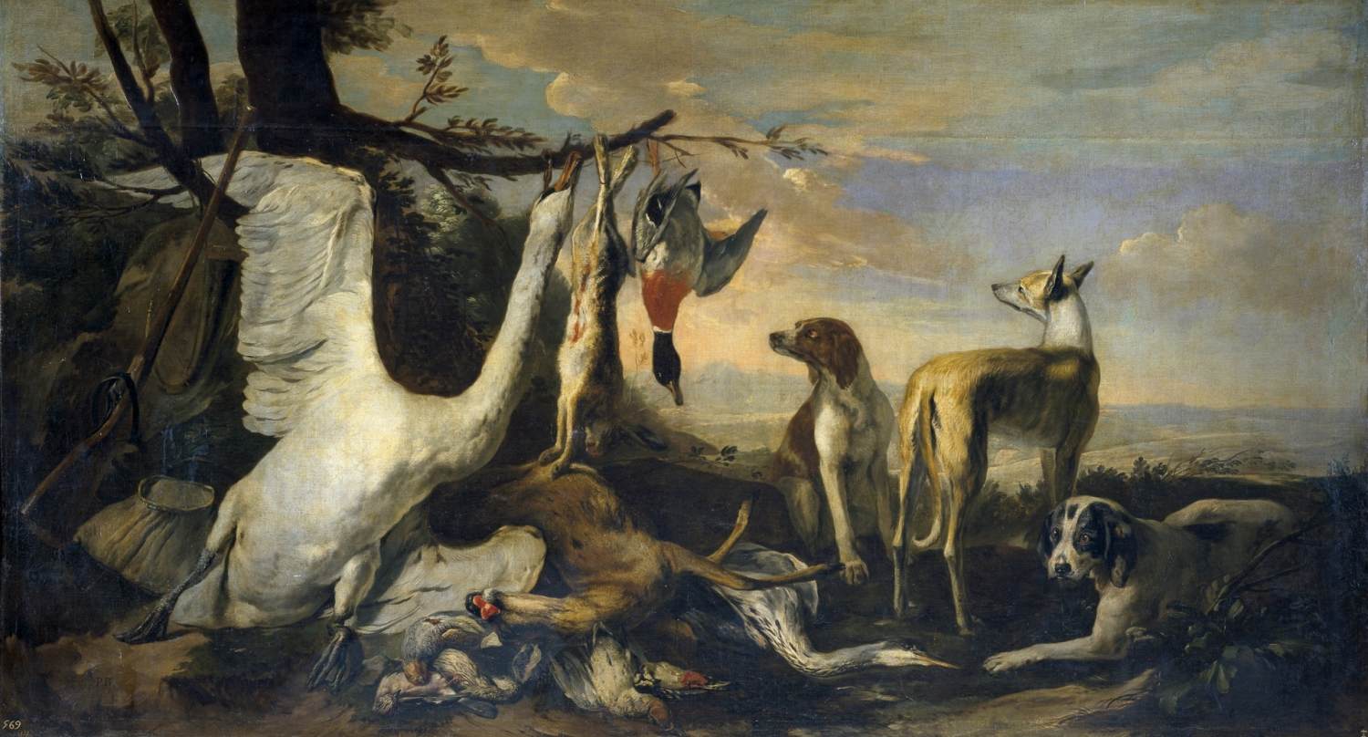 Hunting Still-Life with Dogs and a Dead Swan by BOEL, Pieter