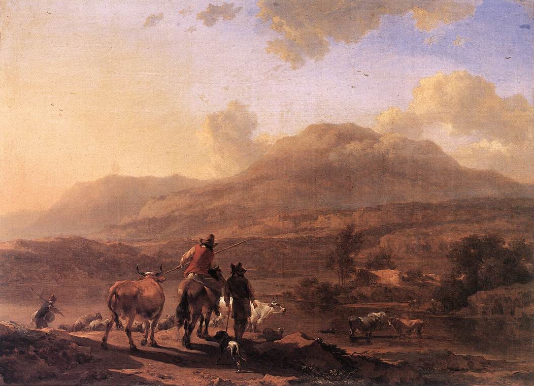 Italian Landscape at Sunset by BERCHEM, Nicolaes (Claesz.)