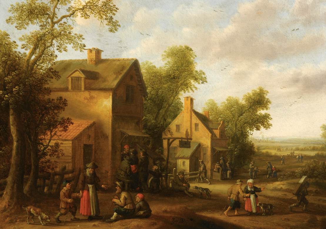 Village Scene with Peasants by DROOCHSLOOT, Joost Cornelisz.