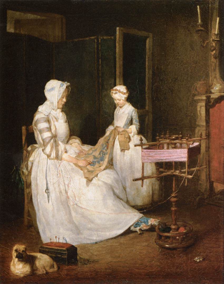 The Hard-working Mother by CHARDIN, Jean-Baptiste-Siméon