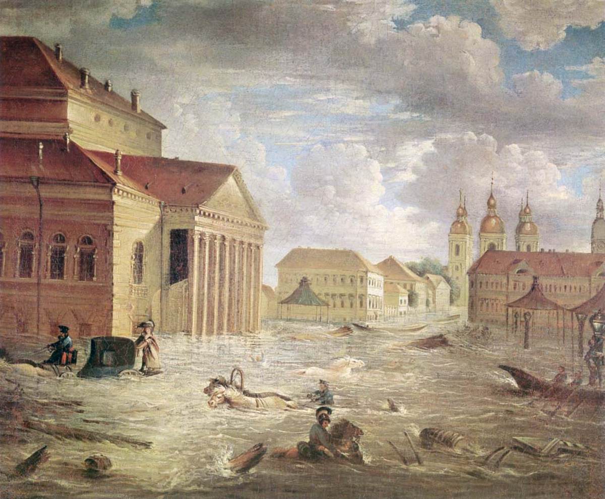 The Flood of 1824 in the Square at the Bolshoi Kamenny Theatre by