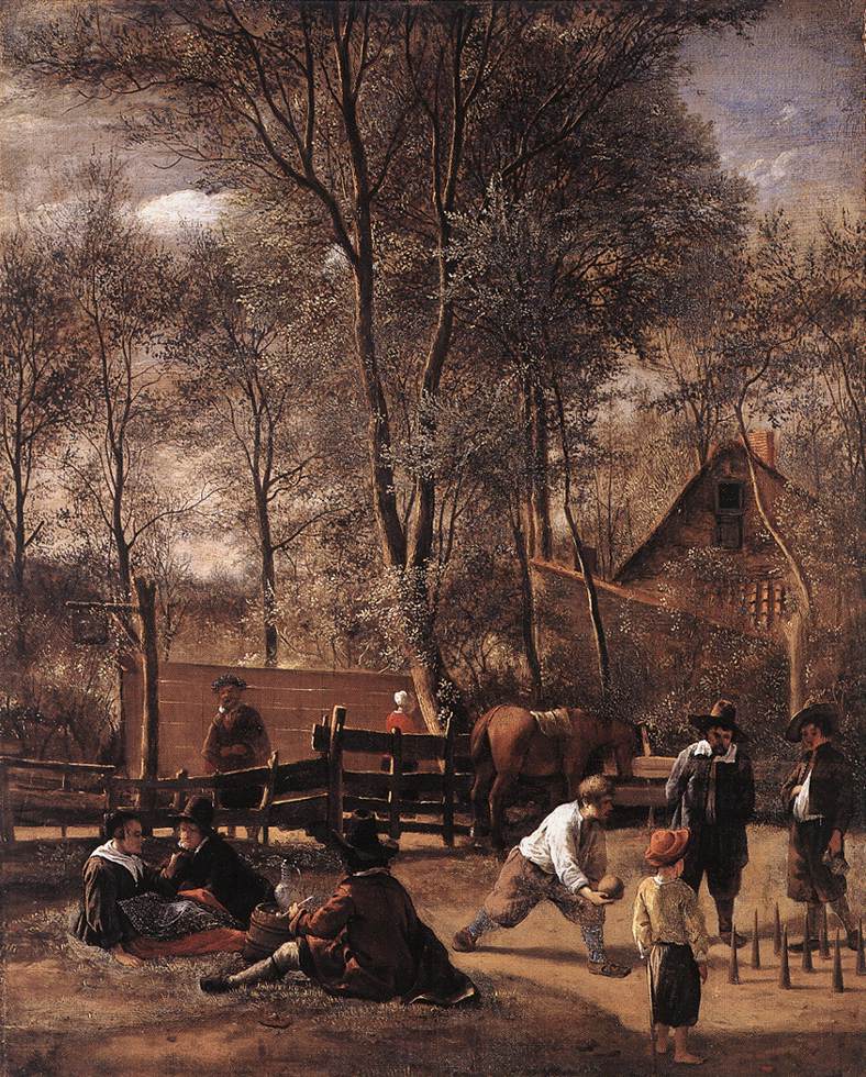 Skittle Players Outside an Inn by