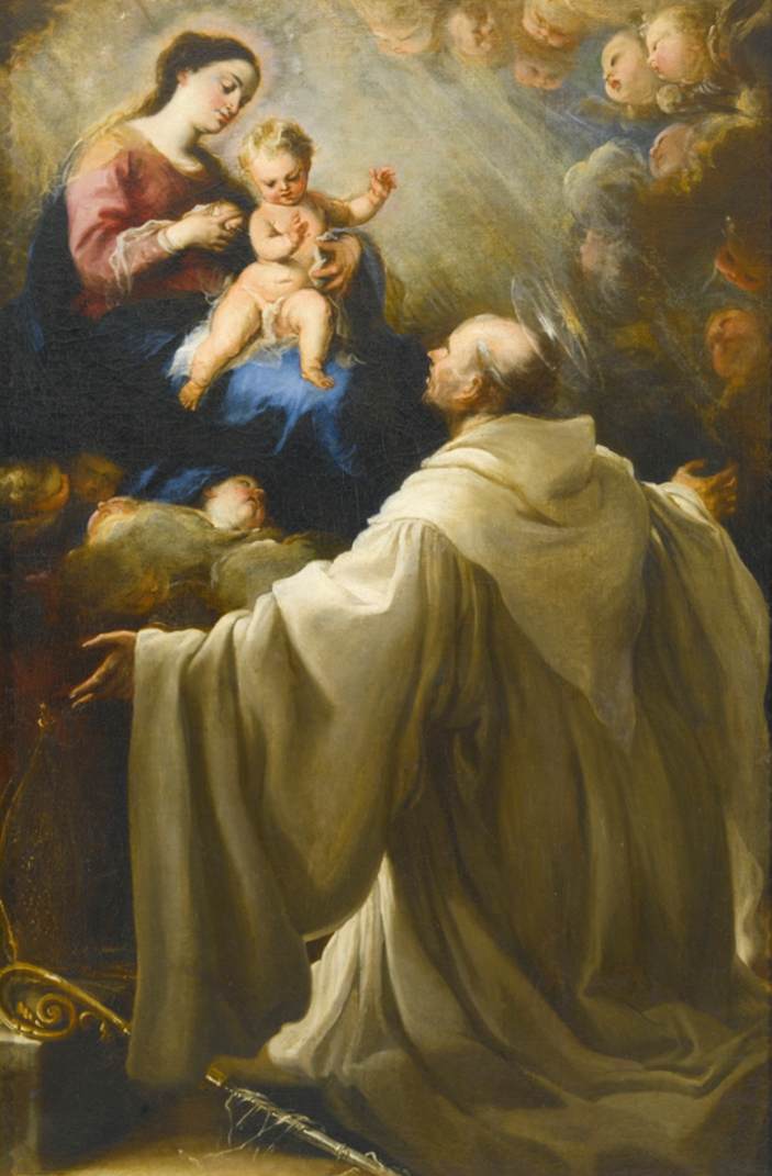 Virgin Lactans with St Bernard by CARREÑO DE MIRANDA, Juan