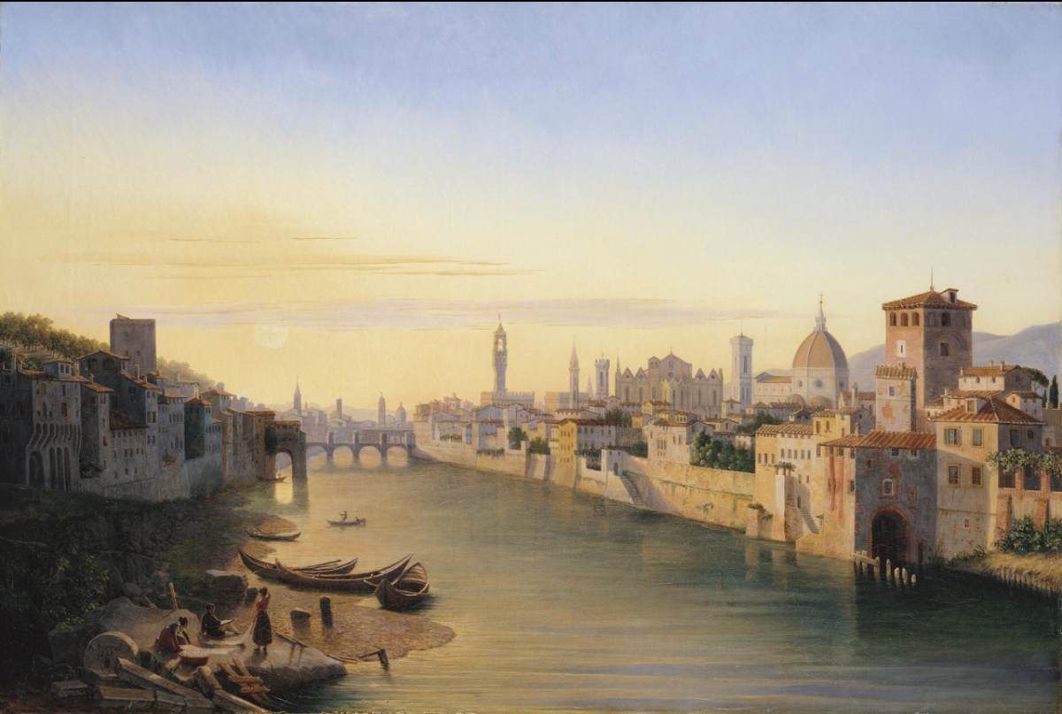 View of the River Arno at Florence by PERROT, Antoine Marie