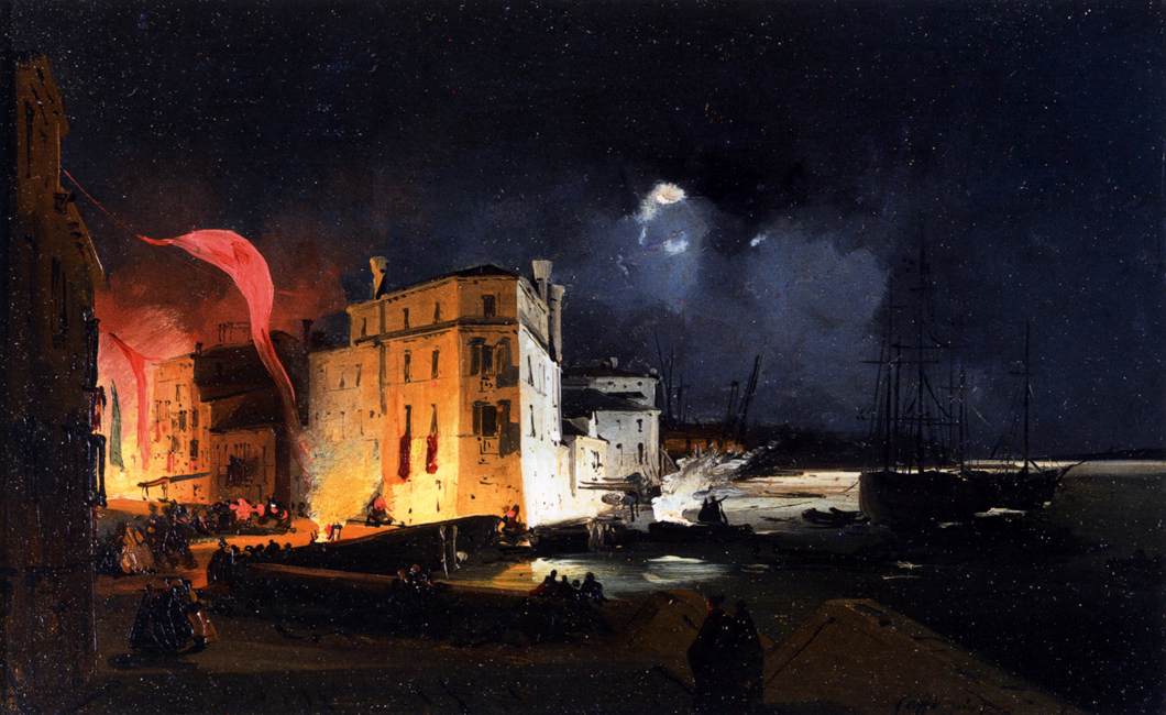 Nocturnal Celebrations in Via Eugenia at Venice by CAFFI, Ippolito