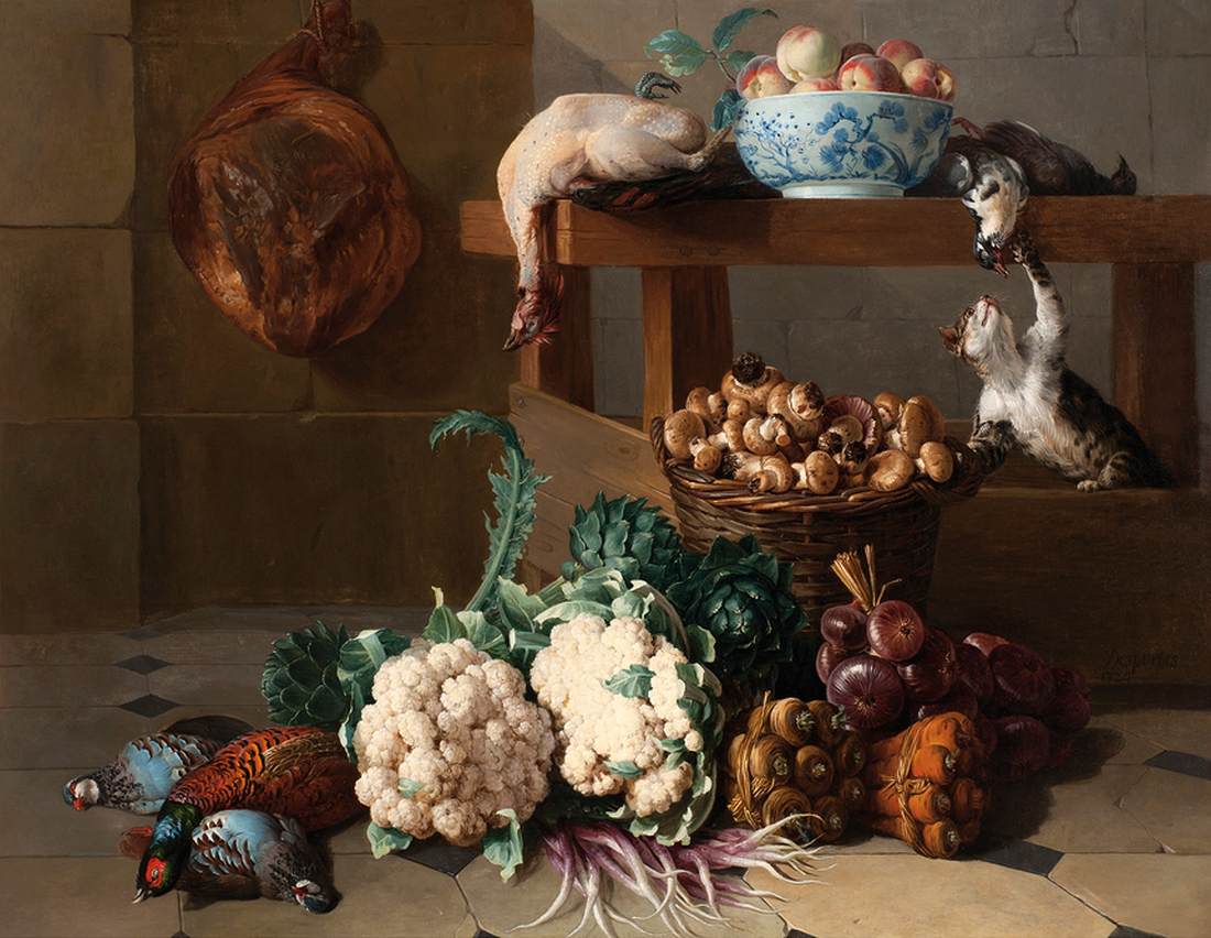 Pantry with Artichokes, Cauliflowers and a Basket of Mushrooms by DESPORTES, Alexandre-François