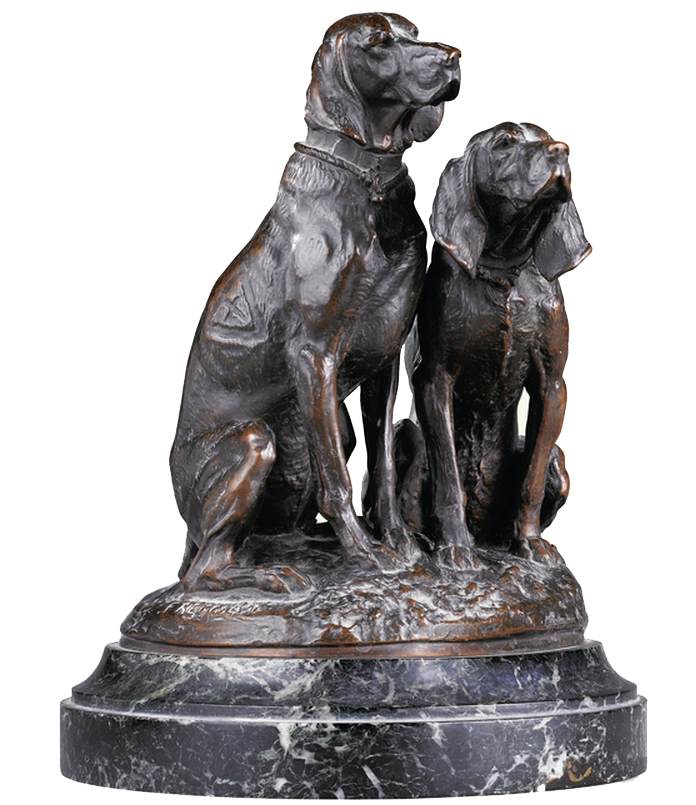 Two Seated Bloodhounds by FRÉMIET, Emmanuel