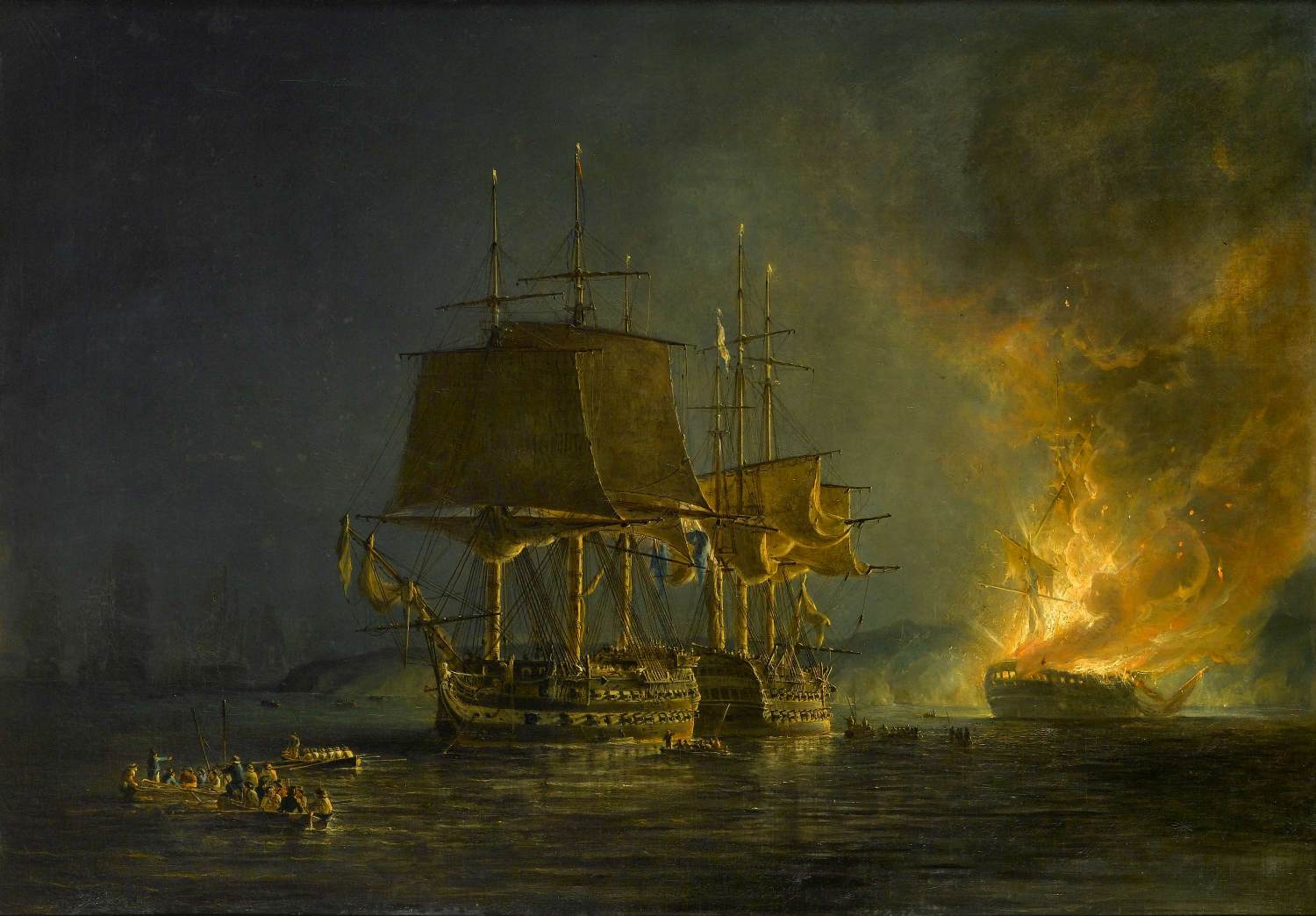 Burning of the Russian 74-gun Sewolod by POCOCK, Nicholas