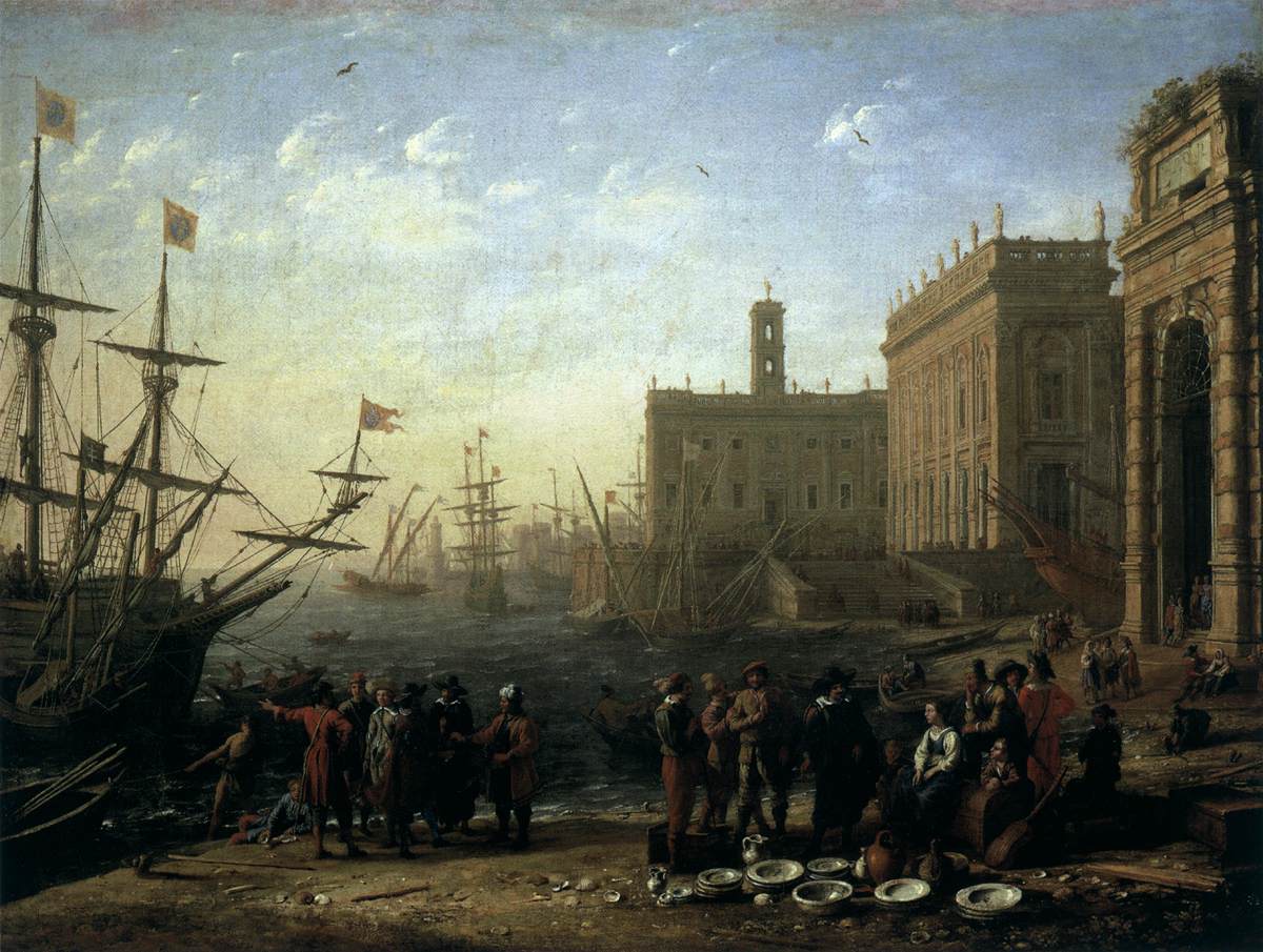 Seaport with the Campidoglio by CLAUDE LORRAIN