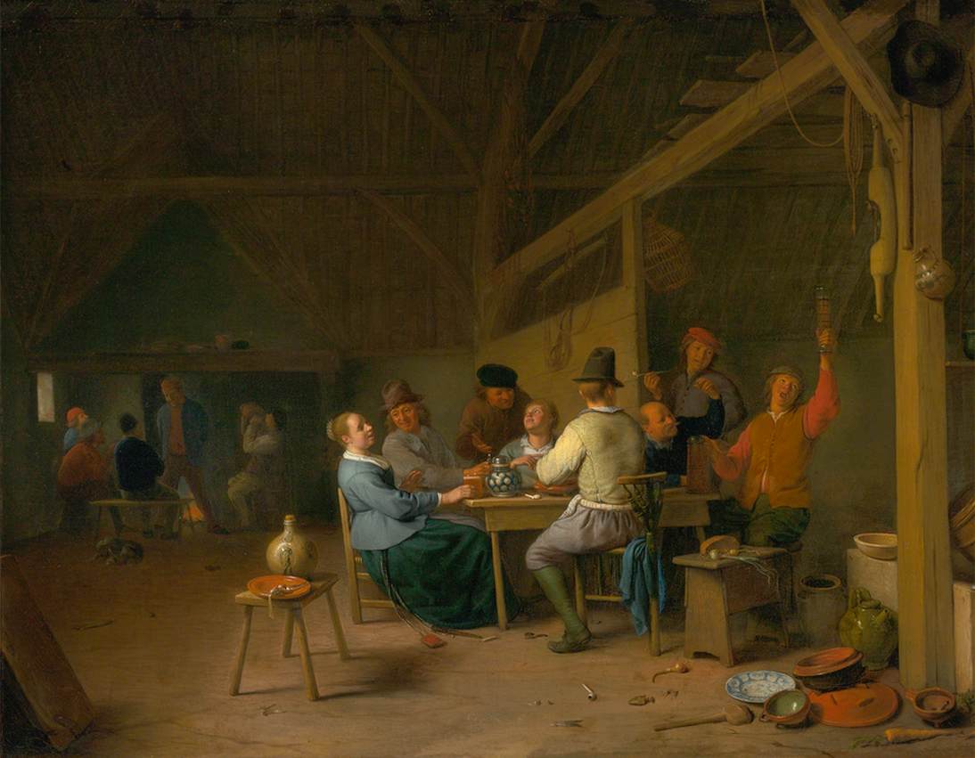 Tavern Interior with Drinkers and Smokers by