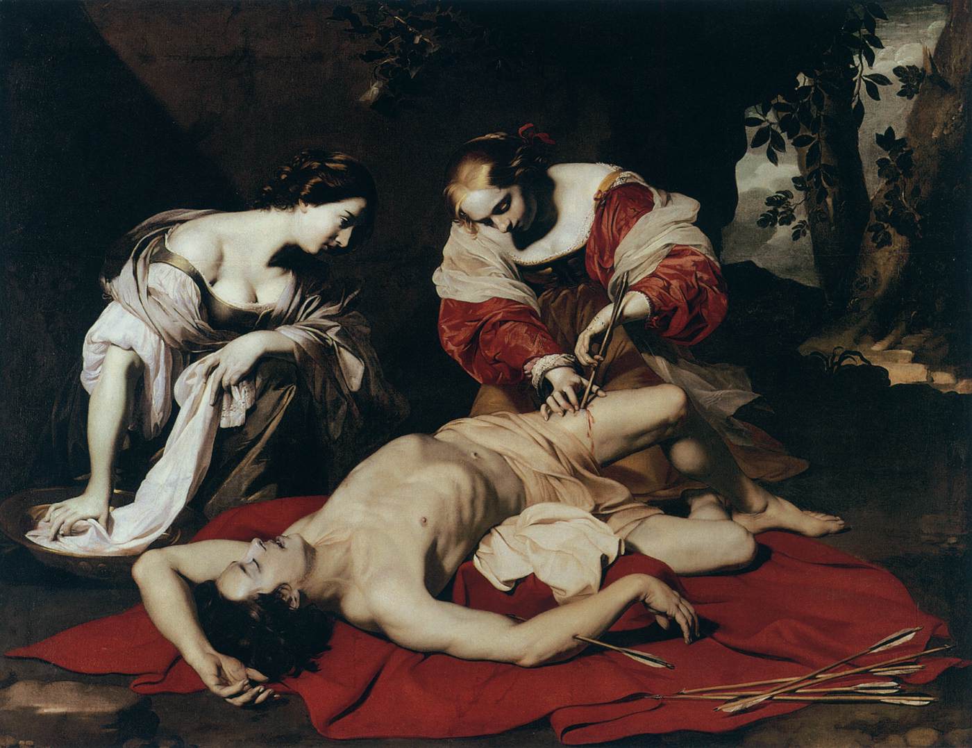 St Sebastian Tended by Irene and Her Servant by RÉGNIER, Nicolas